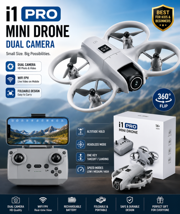 ETL%20New%20i1%20Pro%20Drone%20with%20Dual%20Camera%20and%20Remote%20Control%20-%20High-Definition%20Video,%201080p%20HD,%20Obstacle%20Avoidance,%202700mAh%20Battery,%20New%20-%20Image%203