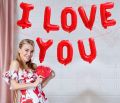 Red I Love You Letter Helium Gas Foil Balloon. 