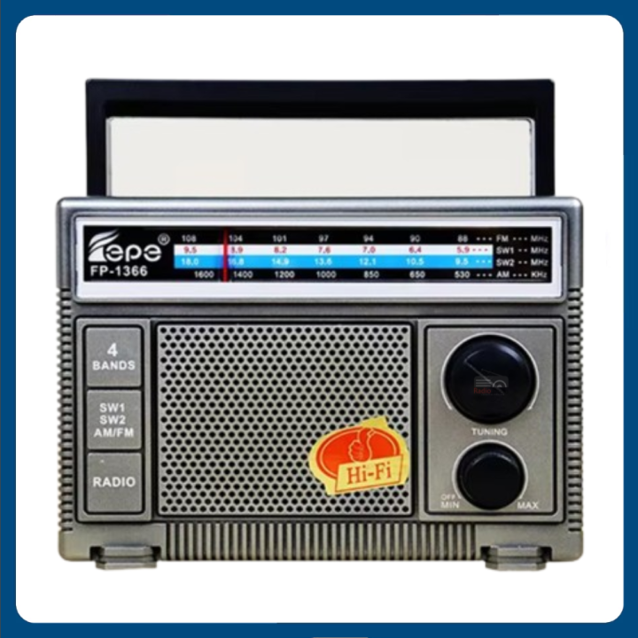 Fepe FP-1366 AM/FM/SW1-2  4-Band Radio - Grey