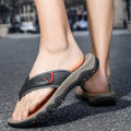 Summer Breathable Men's Sandals Soft Genuine Leather Men Slippers Comfortable Flats Men Flip Flops Outdoor Roman Beach Sandals. 