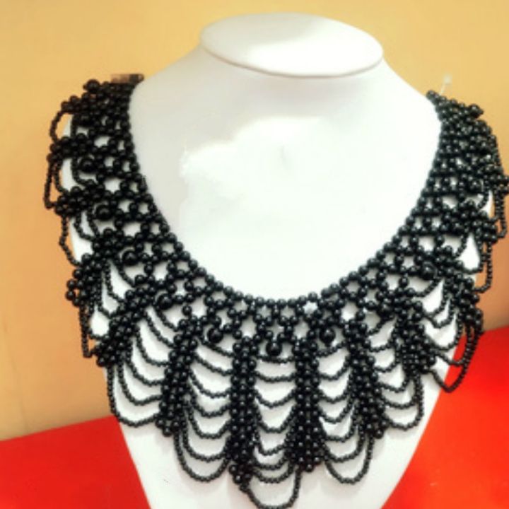 Pearl%20Beaded%20Lace%20Trim%20Collar%20Ribbons%20Women%20Necklace%20Jewelry%20for%20Clothes%20Wedding%20Dress%20-%20Image%205