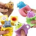 Cute Squishy Toys Cheese Mouse Toys Funny Rat Cup Squeeze Cup Toys for Kids Stress Reliever Toys Slime. 