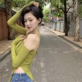 Off Shoulder  Long Sleeve Top Tee Shirt Femme Y2K Clothes Green Tops Mujer T-shirt Black Sexy Funny T Shirts Women Cropped. 