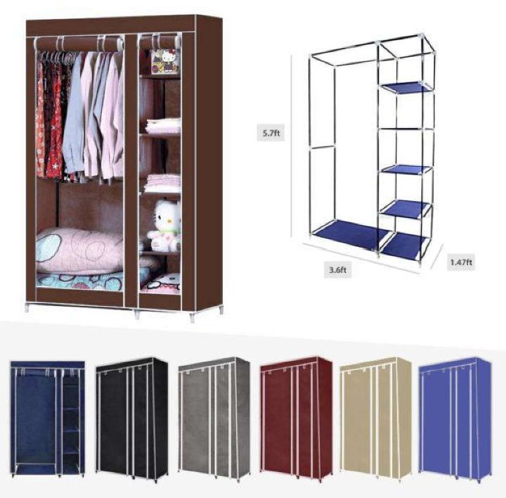 Storage Wardrobe Foldable and Movable Cloth/Fabric Wardrobe with Zip Up Collapsible Cupboard