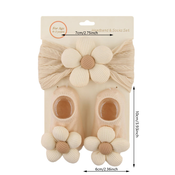 2Pcs/Set%20Ins%20Cream%20Latte%20Flower%20Headbands%20with%20Ribbed%20Socks%20for%20Baby%20Girls%20Boutique%20Flower%20Anti-Slip%20Short%20Cotton%200-12M%20Sock%20-%20Image%204