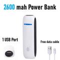 Power Bank 2600 MAH to 10000 MAH  For All Phones - White/Black. 