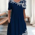 Fashion Elegant Women Dress Loose Casual Dress Women Printed Dress New Temperament. 