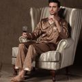 2026 High Quality Vintage Style Luxury Pajama Set for Men Spring Satin Long-sleeved Sleepwear Pajamas Pyjama Pijamas for Men Pjs. 