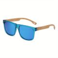 New Square Casual Sunglasses Wood Grain Spring Hinges UV400 Protection Unisex Outdoor Daily Eyewear. 