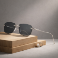 1pc Rimless Square Sunglasses for Unisex Metal Frame with Tinted Lenses Sun Shades for Driving Street Summer Outdoor Activities. 