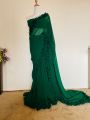 Frills Saree With Matching Blouse Piece For women. 