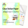 216x279mm 20 Sheets Printable Vinyl Sticker Paper for Inkjet Printer 100% Clear Transparent Non-waterproof Decal Paper. 