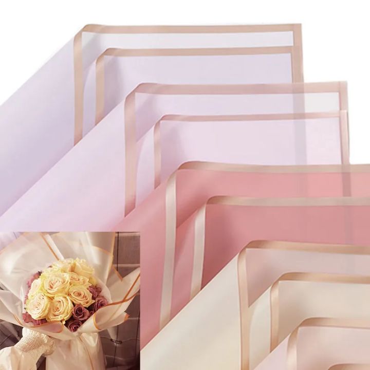 20pcs/Pack Flower Wrapping Paper Golden Border Rose Korean Style Half