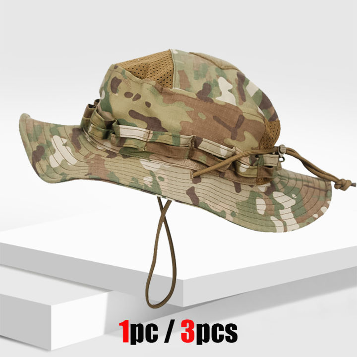 1pc/5pcs Camo Boonie Hat Sunscreen Breathable Bucket Hat Men's Outdoor Hiking Hunting Fishing Windproof Fisherman's Hat