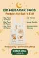 Product details of Eid Mubarak Plastic Shopping Bags, Eid Mubarak Plastic Shoppers, Bags for EID, Bags for meat, Shopping Bags, Gift Raps for Eid and All Three Suitable Sizes Available. 