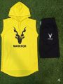Markhor printed Track suit in Sleeve less hoodie style premium quality. 