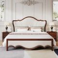 American Country Retro Bed Solid wood  Soft Modern Simple European Master Bedroom King Size Bed Frame. 