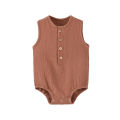 Summer Solid Newborn Baby 100% Cotton Linen Bodysuits Boy Girl Sleeveless Romper Jumpsuit Soft Skin-friendly Thin Comfy. 