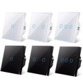 EU Touch Switch AC100-240V Led backlight Panel Tempered Crystal Glass wall Light sensory Switches 1/2/3 Gang Interruttore.