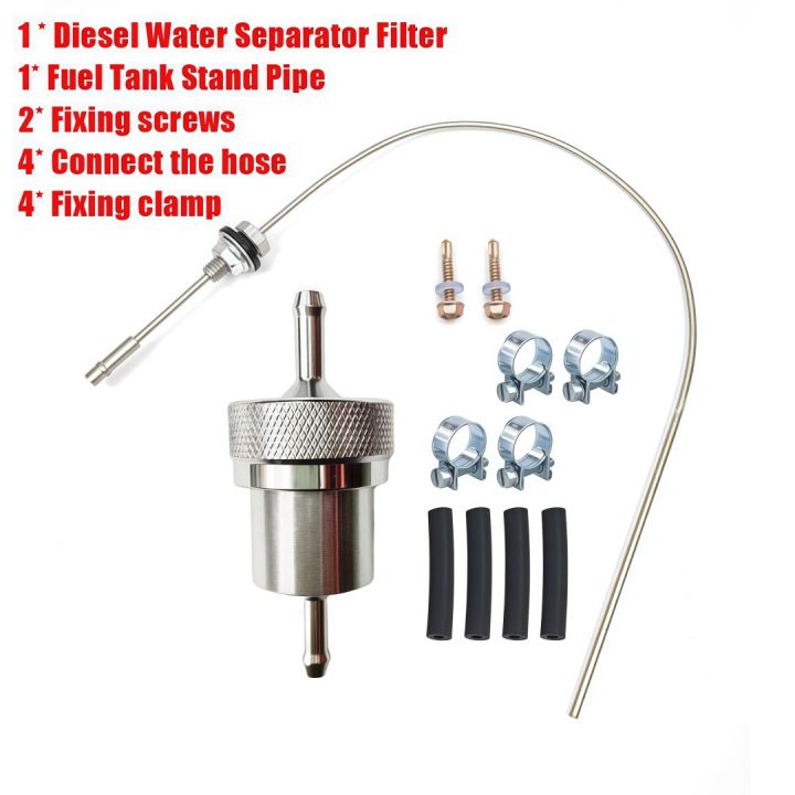 Diesel Heater Fuel Tank Vertical Pipe 650x5mm Stainless Steel, White 5m Hose Kit, Complete Set