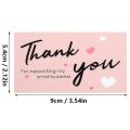 50pcs/pack Pink Thank You Card For Supporting Business Package Decoration "Gorgeous Thanks" Business Card Handmade With Love. 