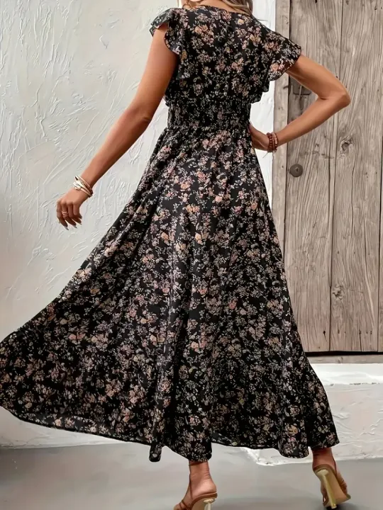 Plus%20Size%201XL-5XL%20Women's%20Fashion%20Summer%20Floral%20Print%20V-Neck%20Ruffle%20Hem%20Dress%20Ladies%20Short%20Sleeve%20Elegant%20Flare%20Dress%20Long%20Dress%20-%20Image%202