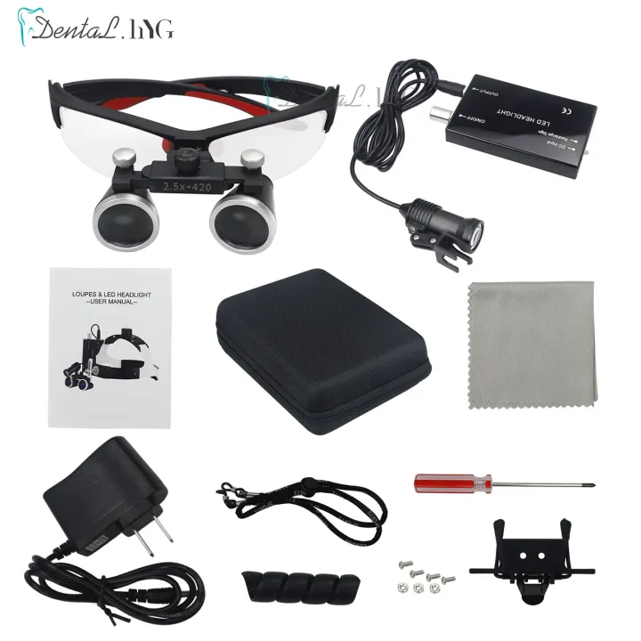 Dental%20Loupes%202.5/3.5x%20Magnifier%20Lab%20Medical%20Magnification%20Binocular%20Magnifier%20Headlight%20Headlamp%205W%20Spot%20Light%20With%20Battery%20-%20Image%206
