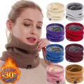 Solid Winter Plush Muffler Woolen Knitting for Women Fleece Ring Bandana Scarf Neck Warmer Buff Thick Cashmere Headband Ski Mask. 