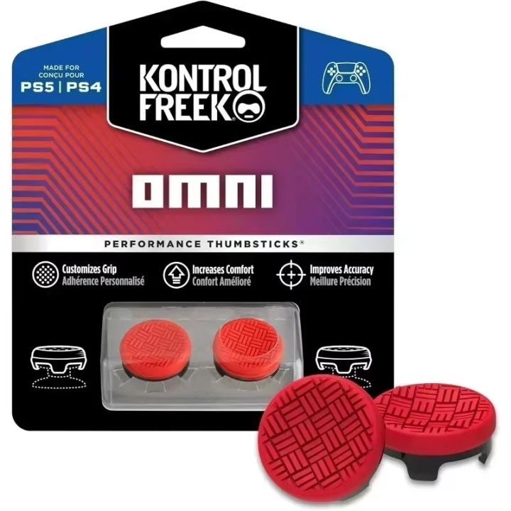 KontrolFreek Omni for Playstation 4 (PS4) and Playstation 5 (PS5) | 2 Performance Thumbsticks | 2 Low-Rise Concave | Red