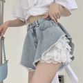 Lace Safety Pants Women Elastic Waist Home Sleep Shorts Floral Loose Bottom Summer Anti-glare Shorts Underwear Accessories. 
