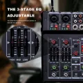 BOMGE 04E karaoke Audio mixer 4 Channel Sound Mixer With Dual UHF Wireless Mic DJ Mixing for Party Computer Studio Recording. 