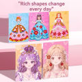DIY Paper Art Craft Kits-3 in 1 Princess Makeup Kit with Diamond Painting Kits and Princess Dress Up Sticker Book Gifts for Girl. 