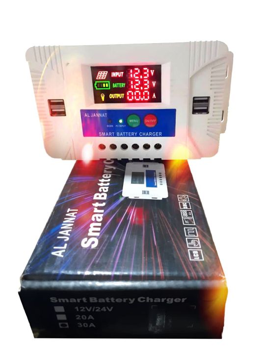 PWN Solar Controller 30A with Multiple USB sockets and Capacity of 12V 24V and LCD Display Fast Solar charger