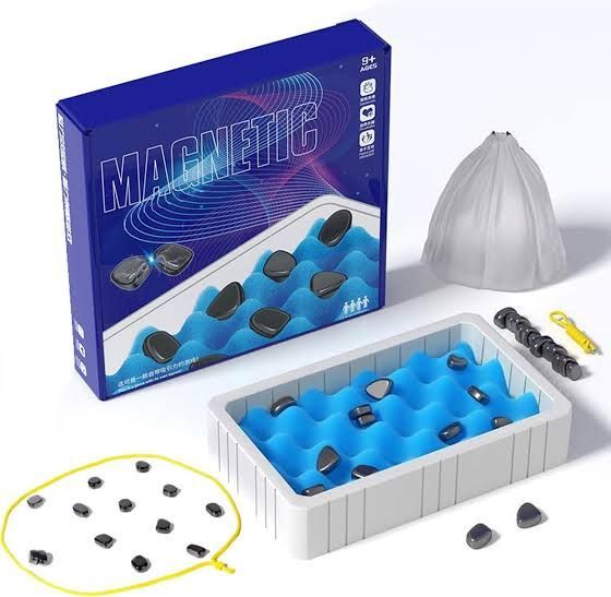 Magnetic Chess Game,Fun Table Top Magnet Game with String, Magnetic Stones Board Game Magnetic Chess Board Game Set Improve Log.