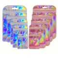 50/100pcs Iridescent Self Sealing Bags Pink Laser Plastic Pouches Resealable Zip Lock Packaging for Jewelry Display Retail Bags.