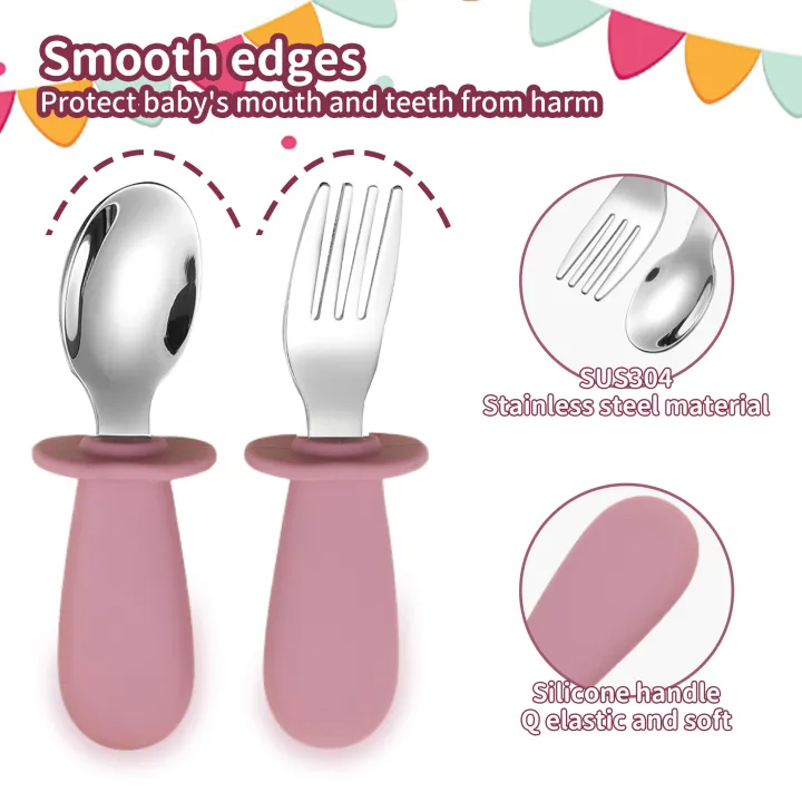 3-Piece%20Silicone%20Spoon%20and%20Fork%20Cutlery%20Set%20for%20Baby%20Food%20and%20Feeding%20Utensils,%20Children's%20Stainless%20Steel%20Spoon%20and%20Fork%20Cutler%20-%20Image%203