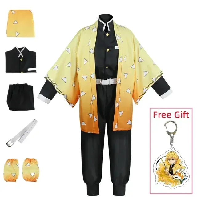 Anime%20Agatsuma%20Zenitsu%20Cosplay%20Kostuum%20Kimono%20Halloween%20Kleding%20Party%20Uniform%20Pruik%20Vrouwen%20Kids%20-%20Image%207