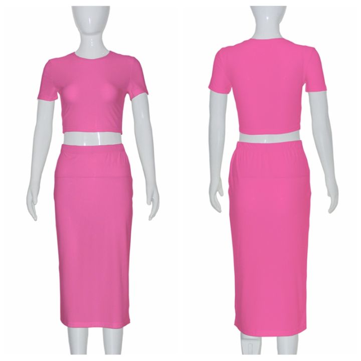Womens%20Dress%20Sets%20Short%20Sleeve%20Crop%20Tops%20And%20Mid%20Calf%20Skirt%20Suit%20Fashion%202PCS%20Set%20Slim%20Office%20Lady%20Summer%20Suits%20Clothing%20QX2413%20-%20Image%203