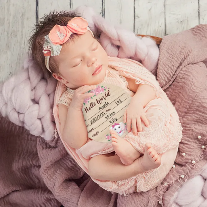 1pcs%20Pink%20Elephant%20Baby%20Birth%20Announcement%20Board%20Wooden%20Sign%20with%20Black%20Marker%20for%20Newborn%20Photo%20Prop%20Customizable%20Baby%20Keepsake%20-%20Image%206