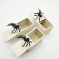 Tricky Toy Simulation Spider Wooden Box Spoof Insect Spider Box Creative Haunted House Horror Scene Layout Small Wooden Box.