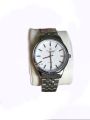 Standard Stylish Round Shape Casual White Dial Japan Quartz Movement Silver Strap Stainless Steel Watch For Men. 