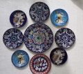 wall hanging plates blue pottery. 