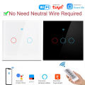 Tuya WiFi Smart Touch Switch EU Two Wiring Methods LED 1/2/3Gang Wall Light Switches Smart Life Home Via Alexa  Home lightify. 
