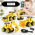 Construction Vehicles Set, 4 Pack DIY Take Apart Toys Construction Trucks with 1 Screwdriver Tools, Kids Building Cars Birthday for Boys Toddlers 3,4,5,6,7. 