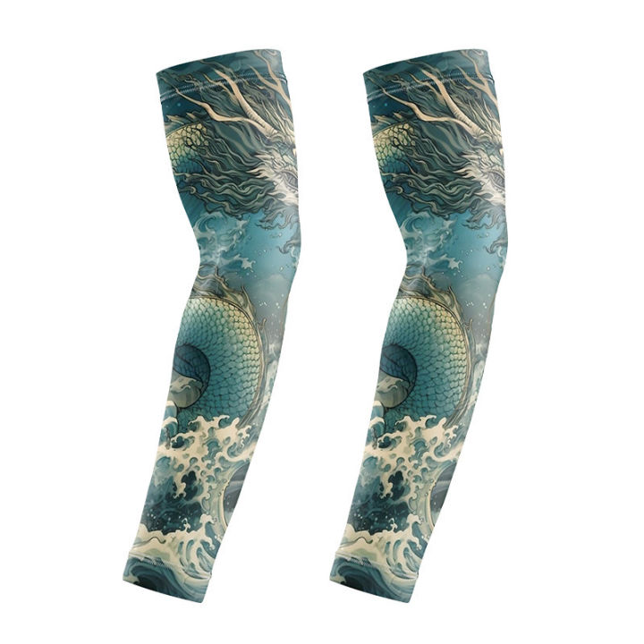 Summer%20men's%20ice%20silk%20cycling%20driver%20tattoo%20sleeve%20sunscreen%20outdoor%20motorcycle%20arm%20cover%20-%20Image%206