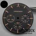 GRAMOCK No Logo Luminous 31.5mm Black Green White Moon Watch Dial 6 Hands For VK63 VK63A Men's Quartz Watch Replacement Part. 