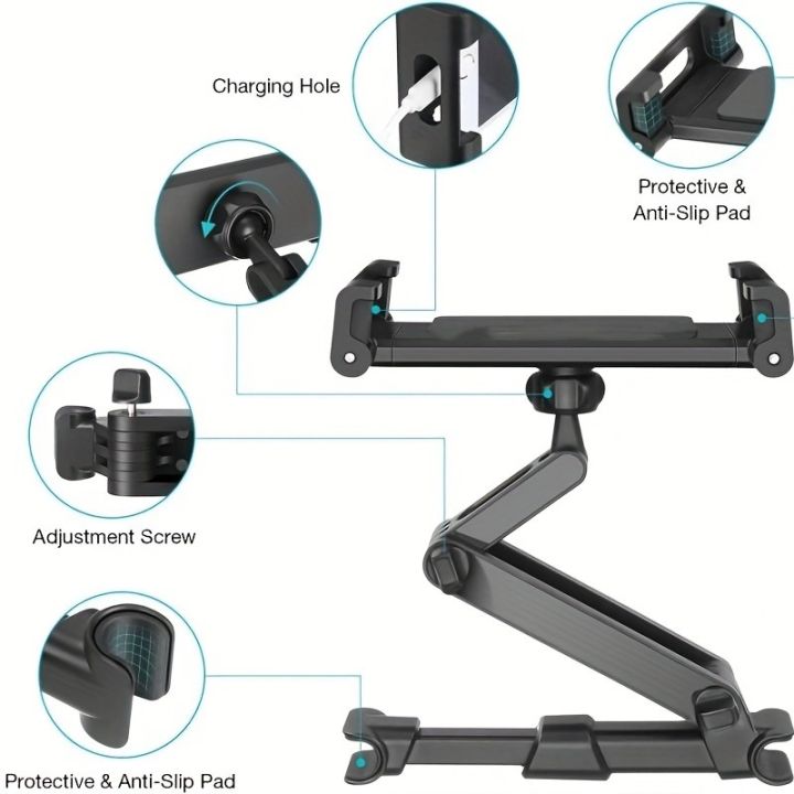 Car%20Tablet%20Holder,%20Headrest%20Mount%20Adjustable%20Stand%20Cradle%20Compatible%20With%205"%20To%2012.9"%20Cell%20Phones%20And%20Tablets%20-%20Image%204