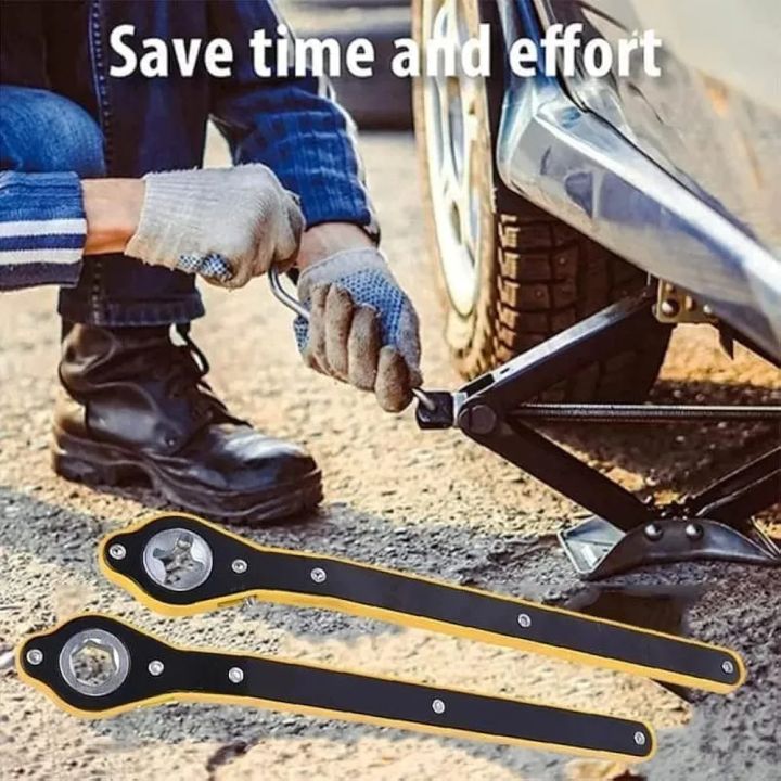 Universal Car Jack Ratchet Wrench|360 forward and reverse knob Labor-Saving design|Scissor Jack Lift Speed Handle Tool|Jack Lug Handle Tool|Tire Wheel Jack Wrench