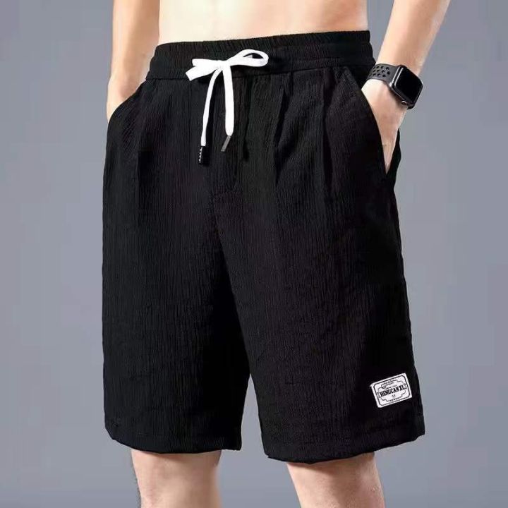 Sleeping%20Pants%20Ice%20Silk%20Shorts%20Men%20Casual%20Shorts%20Loose%205-Minute%20Pants%20Solid%20Youth%20Home%20Shorts%20Elastic%20Waist%20Large%20Pajama%20Pants%20-%20Image%204