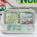 9-layer Large Capacity Pencil Case with Transparent Compartment and Magnetic Button Flip for Retrieval. 